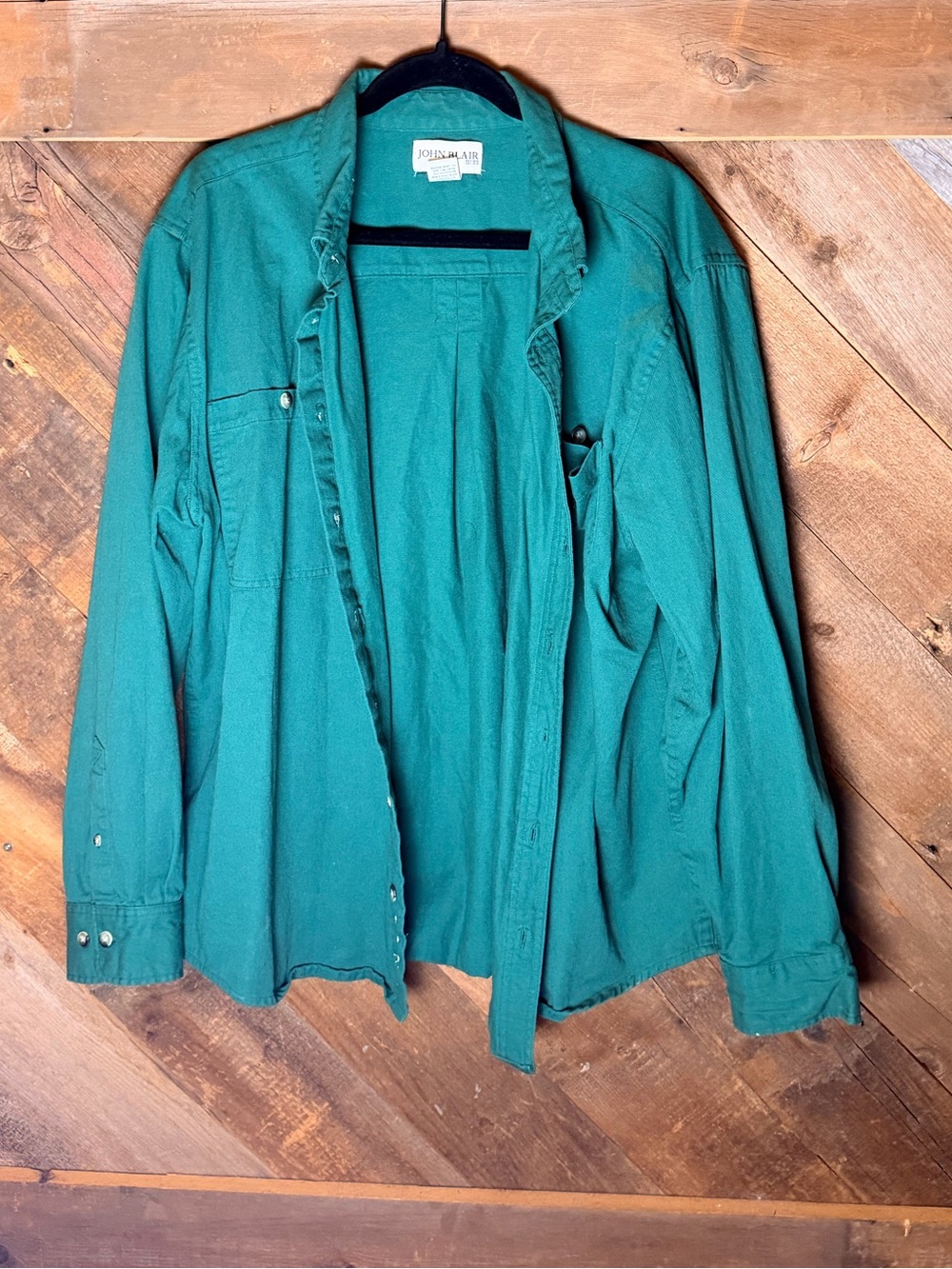Vintage John Blair 100% Cotton Green Button-Front Shirt - Size XL